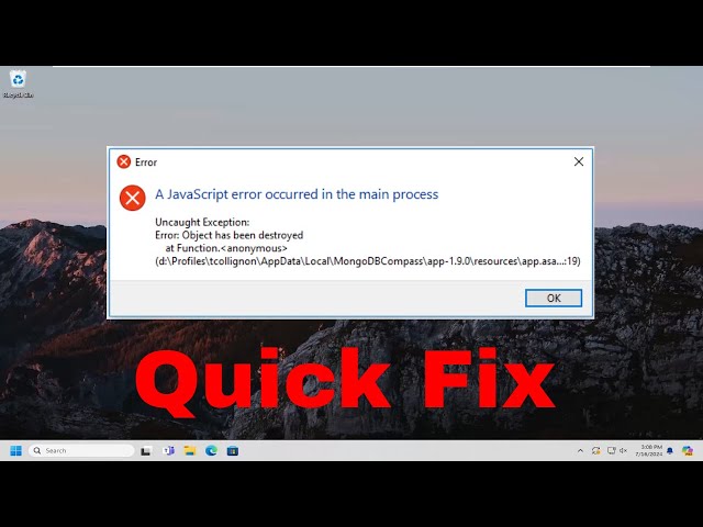 What causes a javascript error occurred in main process learn 3 common reasons