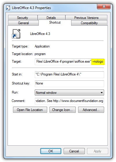 Stop libreoffice splash screen from showing (disable permanently now)