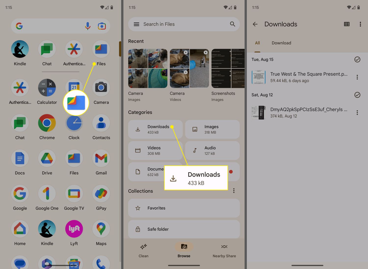 Use the Files App to Find Downloads on Android Phone Quickly