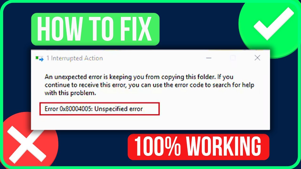 Windows troubleshooting fix error 08000x4005 unspecified error quickly